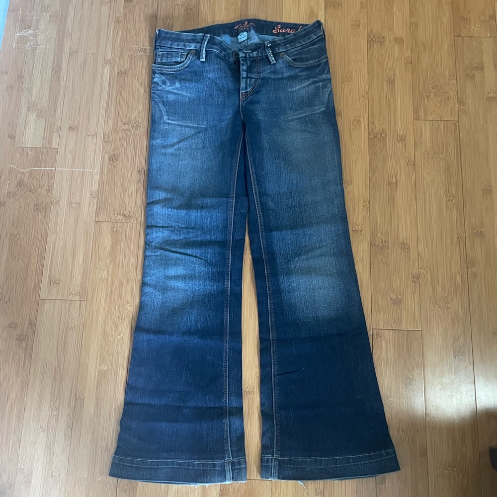 Silver Jeans, Sarah, Boot Cut Flare Denim, Petite, Rhinestone Pocket💙